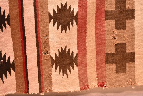 Tappeto ATQ Navajo nativi americani indiani vintage a righe coperta 60x40 tessitura - Foto 4 di 10
