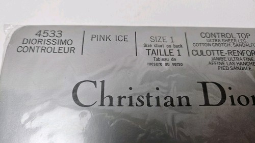 Vtg NEW Christian Dior Pantyhose 4533 Diorissimo Pink Ice Sz 1 Ultra Sheer Tight - Picture 2 of 6