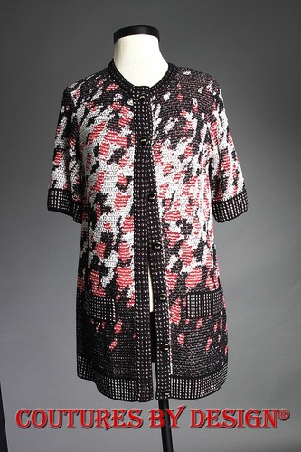 St John Neuheit Strickkleid Anzug schwarz bunt abstrakt Größe P-2 neu mit Etikett UVP $ 1820 - Bild 5 von 6