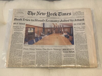 New York Times Main Section Sunday, September 23, 2001 GW  Bush 9-11 World Trade