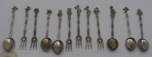 VINTAGE BAROQUE STYLE 6 SPOONS & 6 FORKS WITH ORIGINAL CASE, ITALY - Picture 3 of 10