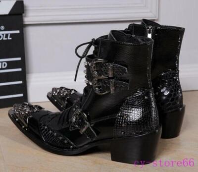 靴 twisted leather pointed toe zip boots Amazon.com | RYNKOMA Women'S Leather Pointed Toe Stacked