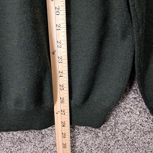 Maglione uomo vintage 346 Brooks Brothers elasticizzato scollo a V lana merino verde grande - Foto 6 di 7