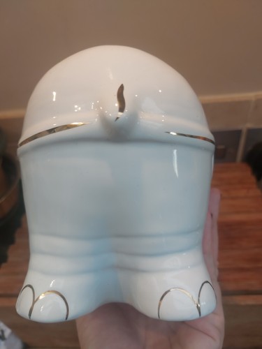Elephant Ceramic Fun Planter Made in Portugal White Gold Novelty Decorative - Picture 10 of 14