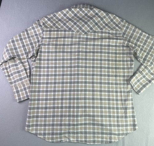 Camisa Ely Cattleman Adulto XL Marrón Claro Cuadros Perla A Presión Vaquero Occidental Rodeo - Imagen 4 de 8