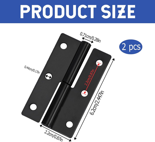 2 PCS Black Lift off Hinge 2.5Inch Stainless Steel Detachable Small Lift off Hin - Picture 2 of 12