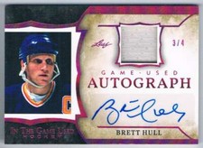 2020-21 LEAF ITG GAME-USED PURPLE BRETT HULL AUTO JERSEY 3/4 ST. LOUIS BLUES