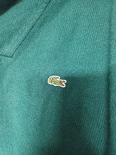 LACOSTE COTTON OLIVE GREEN HIGH COLLAR V NECK LONG SLEEVE JUMPER SZ US 3XL NEW - Picture 6 of 8