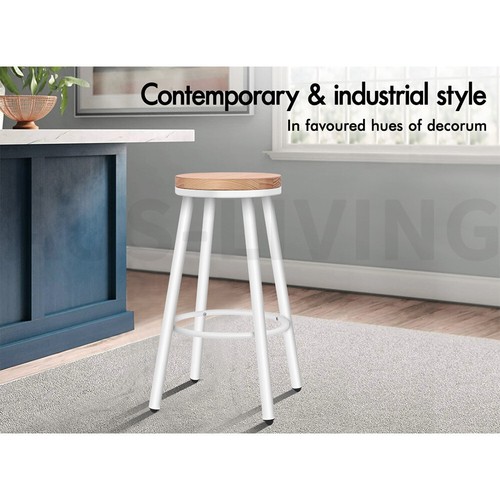 ALFORDSON 4x Bar Stools Retro Kitchen Vintage Chair Industrial Rocio White - Picture 4 of 11