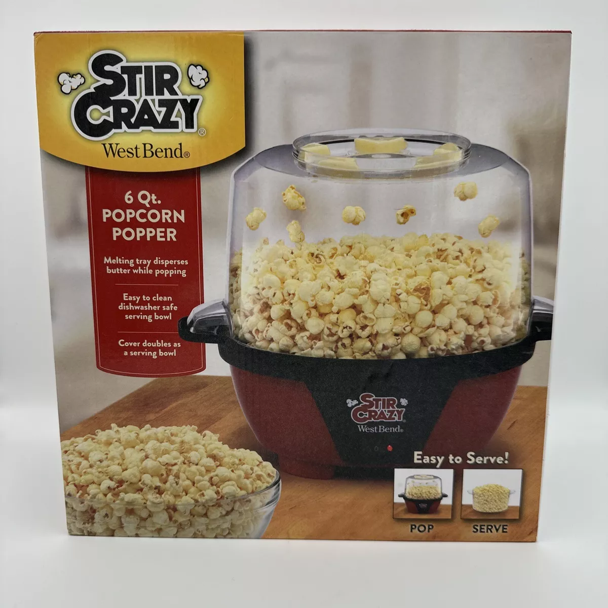 West Bend Stir Crazy Electric Hot Oil Popcorn Popper ~ Large Lid 2014 ~ New