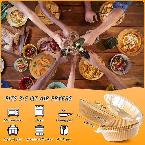 100Pcs Disposable Air Fryer Liners for Air Fryer Microwave Ovens Steamer 2-5 QT - Picture 7 of 9
