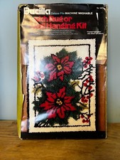 Vintage Bucilla Latch Rug or Wall Hanging Kit FRAMED POINSETTIA 20" x 27"