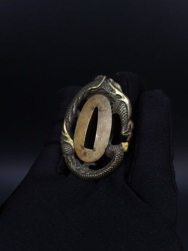 Espada japonesa patrón dragón Tsuba para Tanto, período Edo antiguo, A187 - Imagen 5 de 9