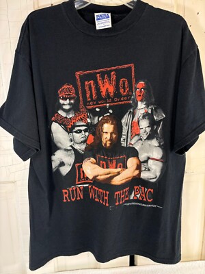 Vtg WCW NWO Wrestling 1998 Men's XL Black T-shirt Tultex Hang Tag Savage Nash