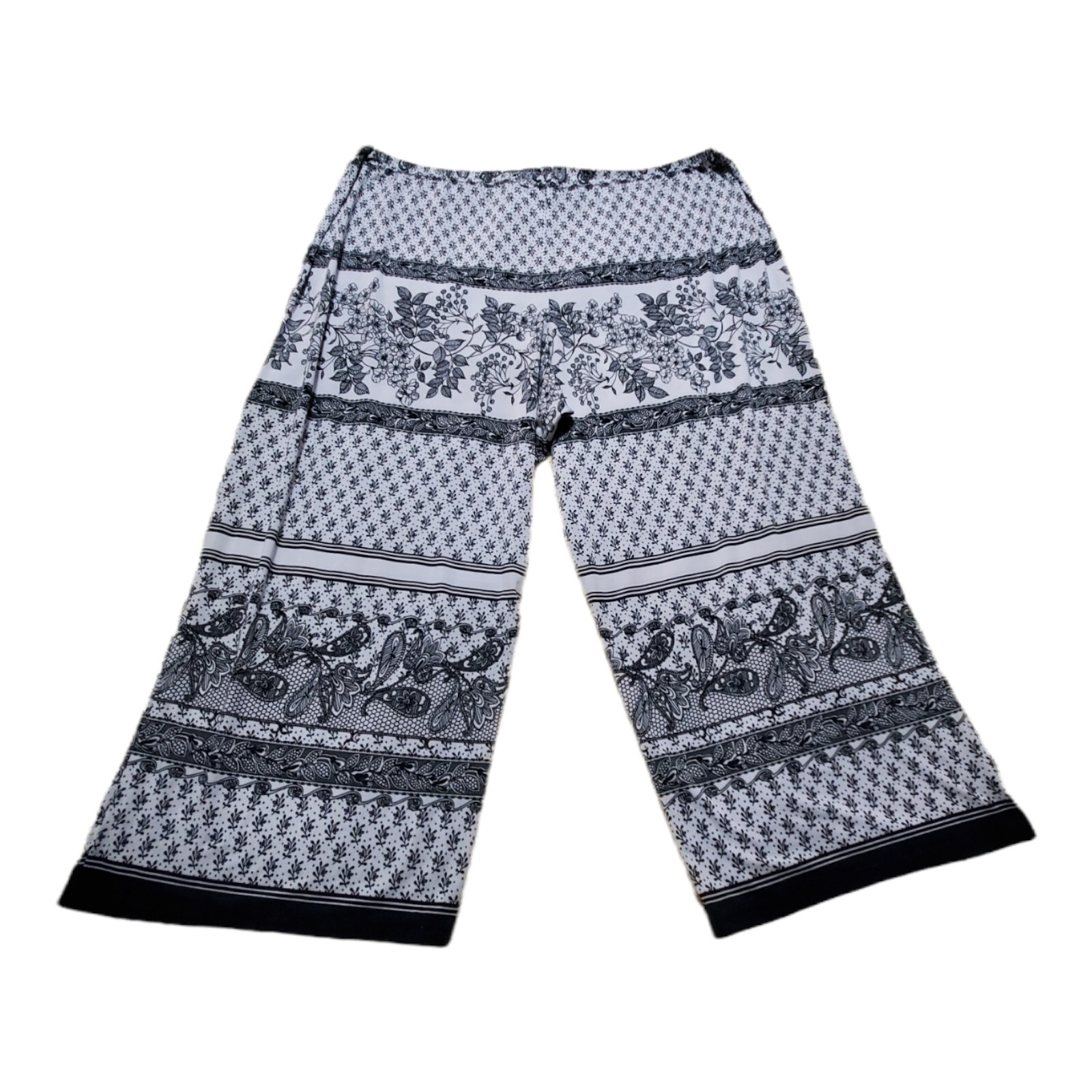 Studio Donatella Womens 2 PC Pajamas Top 1X Pants 2x Black And White Sleeveless 