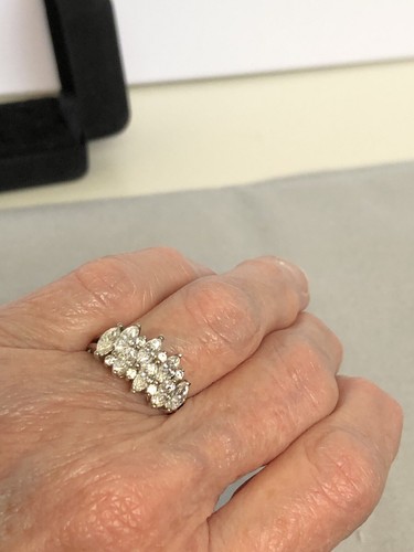 Diamonique 2ct Dancing Marquis Ring, 14k White Gold, Size 7 - Picture 12 of 13