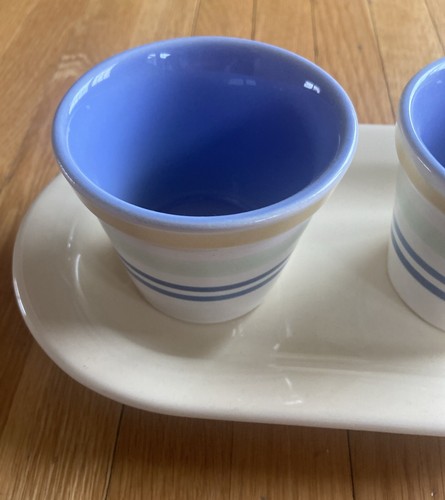 Pfaltzgraff Summer Breeze Set Of 2 Mini Flower Pots w/Under Plate Herb Nice - Picture 2 of 6