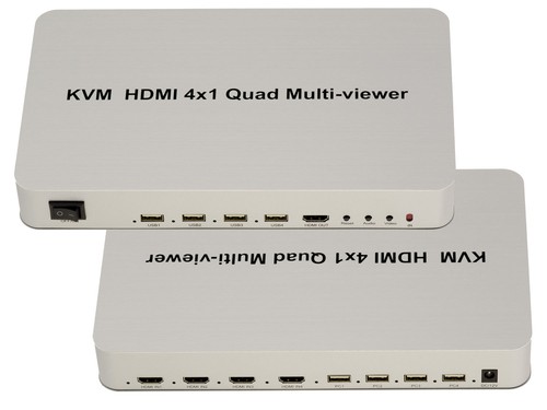 KVM Schalter Multiviewer - Kreuzanschliff Maus Tastatur Bildschirm 4 PC Multi - Bild 3 von 5