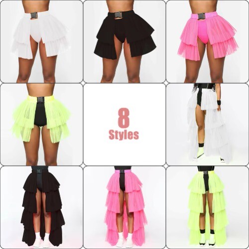 Tutu Skirt Mesh Tulle High Low Bustle Skirt Petticoat Skirt Fluffy Underskirt - Bild 1 von 32