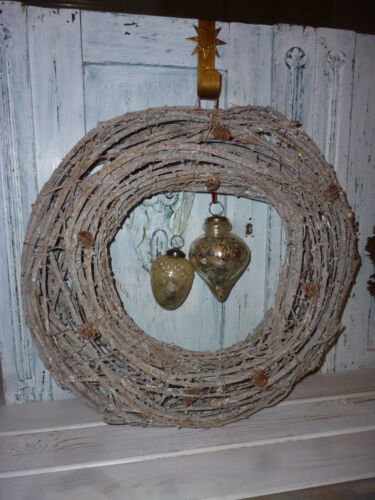 großer Rattenkranz Ästekranz Shabby Landhaus Weihnachtsdekoration - Bild 6 von 14