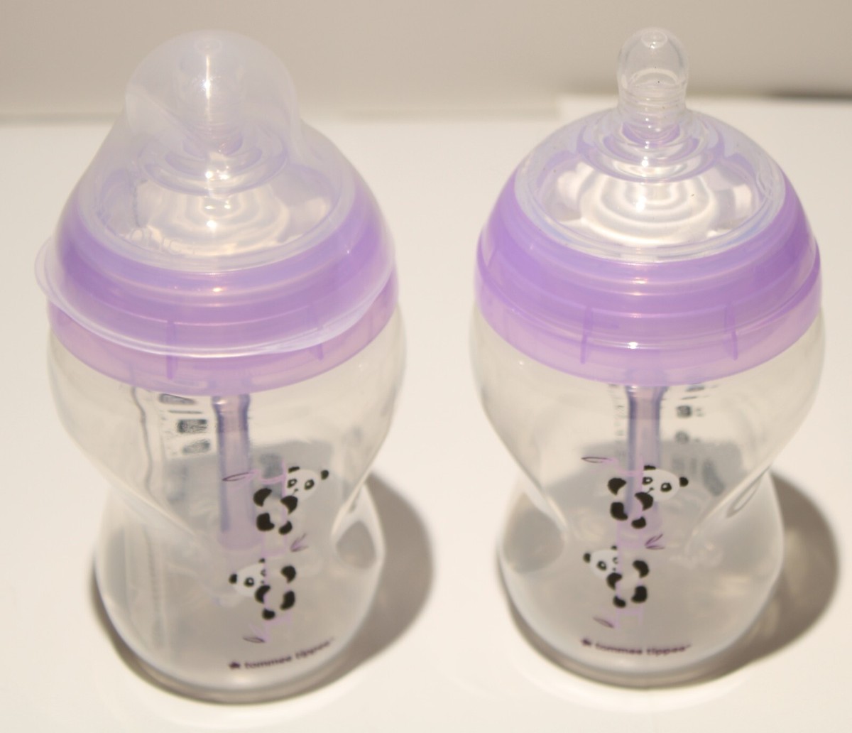 Fast Flow Tommy T Bottles Tommee Tippee Baby Bottles Anti-Colic Slow Flow  Nipples 9oz 2pk *Missing Cap*