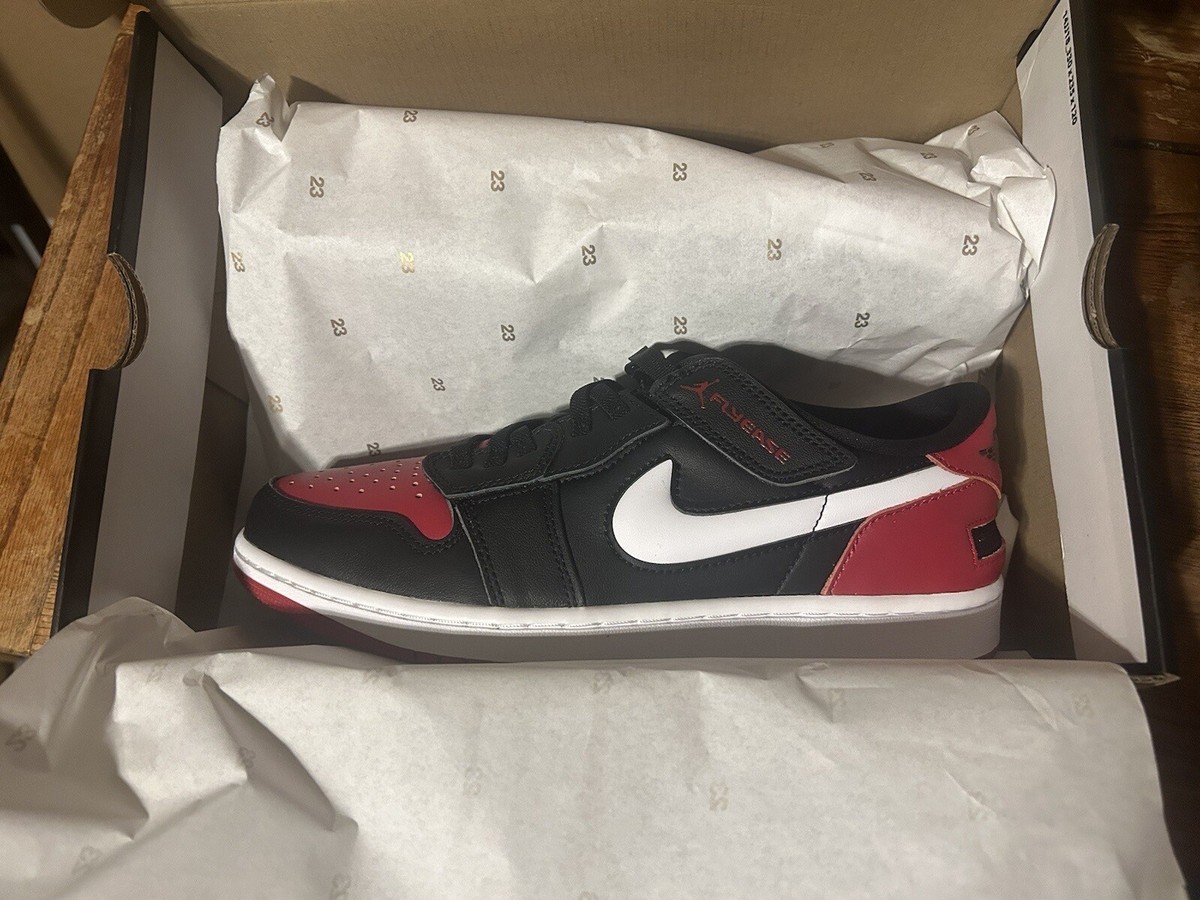 NIKE JORDAN 1 LOW FLYEASE GYM RED/BLK WHT Men's Size 9 New W Box