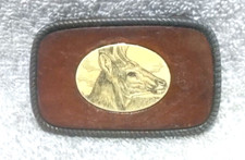 Hand Engraved Horse Head On White Stone Leather Over Metal Buckle Great