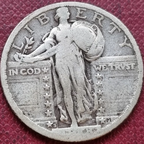 1918 S Standing Liberty Quarter 25c Circulated #83143