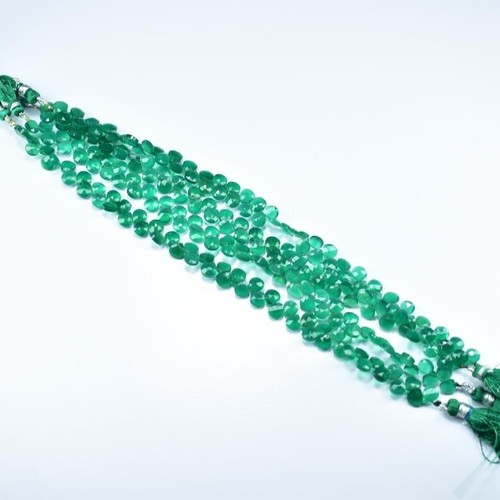 AAA ++ Natürlicher Grüner Onyx Facettiert Birne Herzform Briolette Edelstein Perlen 10 Stck. - Bild 3 von 14
