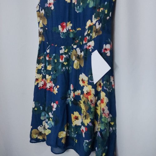 Anthropologie Maeve Evaline Dress Medium Navy Floral Viscose Pockets Smocked - Picture 10 of 20