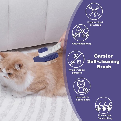 Garstor Cat & Dog Self Cleaning Brush, With Rubber Tips | Long or Short Haired - Picture 4 of 6