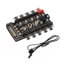 10 Port 4Pin Case Fan Hub PWM Splitter for 12V 3Pin/4Pin Computer Case Fan