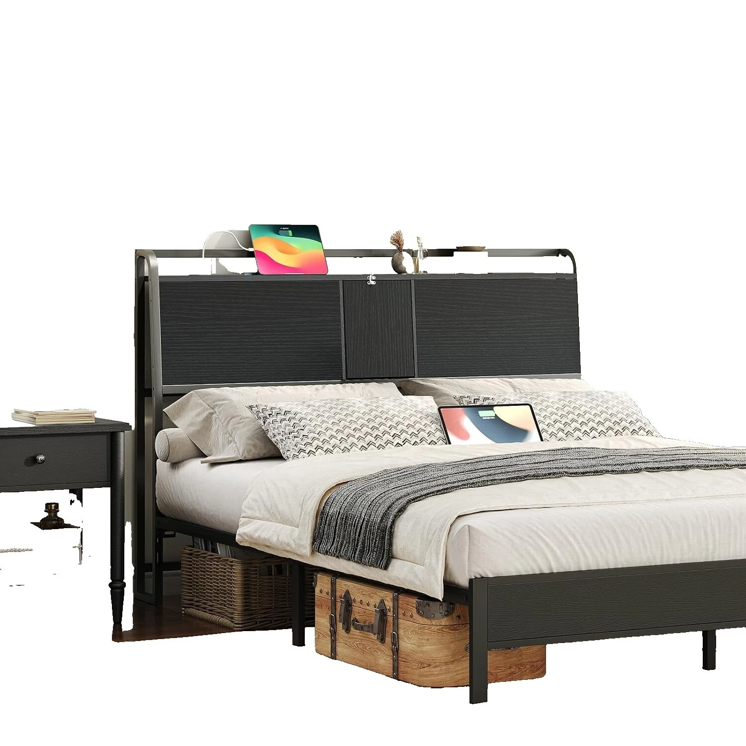 Camas de madera industrial y cabeceras