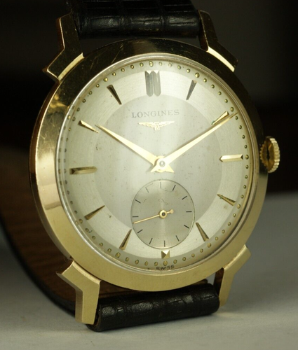 1951 Longines 14K Solid Gold 33mm Spider Lug Pie Pan Dial 22L Swiss Watch - Picture 4 of 13