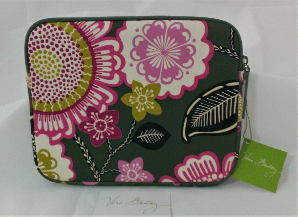 Vera Bradley Olivia Pink Neoprene Tablet eReader Sleeve 10x8 Padded Zipper L31 - Image 2 of 4