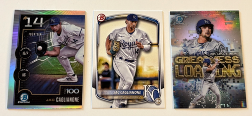 Jac Caglianone 2025 Bowman Chrome RC (3) Card Lot Greatness Loading Top 100