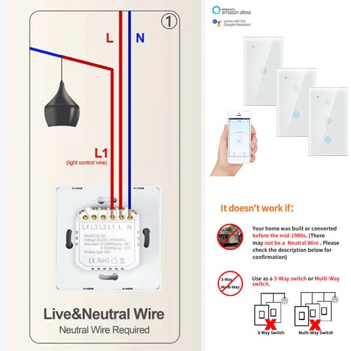 Smart WIFI Light Wall Switch Works with Alexa Google Home IFTTT Safety life App - Picture 12 of 25