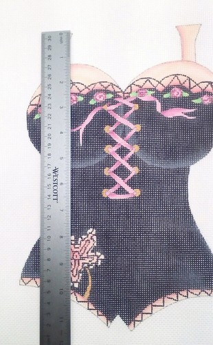 Renaissance Designs HP needlepoint canvas Victoria's Secret Purse w/ handles 14m - Picture 5 of 5