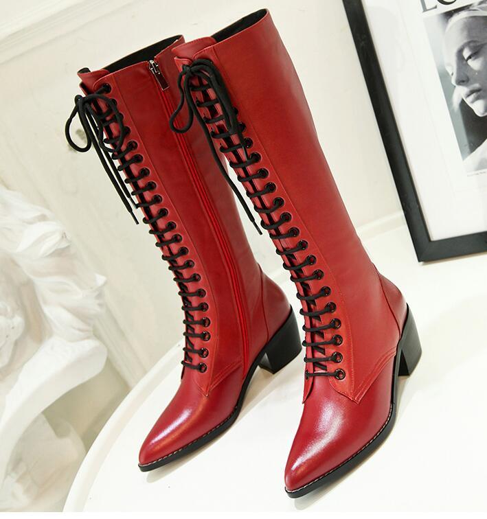 Sexy Para mujeres botas Cuero Caballero Rodilla Alto Puntera Puntiaguda Puntiaguda Puntiaguda Zapatos con cordones guapo sbo 185dd8 Sexy Para mujeres botas Cuero Caballero Rodilla Alto Puntera Puntiaguda Puntiaguda Puntiaguda Zapatos con cordones guapo sbo 185dd8