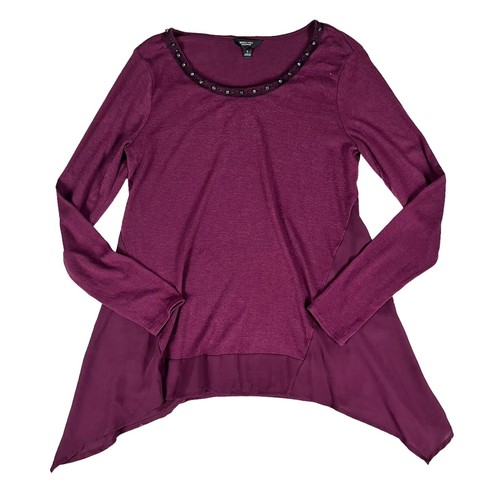 Simply Vera Vera Wang Women's Purple Long Sleeve Sheer Accent Sweater Size Small - Picture 7 of 24