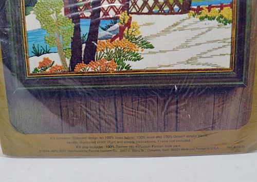 Vintage Crewel Embroidery Kit Pauline Denham Covered Bridge 12 x 9 USA - Picture 3 of 4