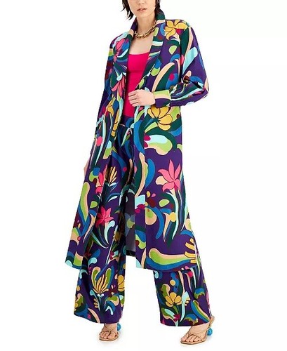 INC International Concepts Printed Duster Jacket Wrap Dress Size XL - Picture 3 of 10