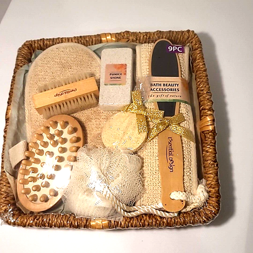 Essential Design 9 pc Luxury Bath Gift Set - Pumice Stone, Loofa, Scrub Brush - Picture 9 of 11
