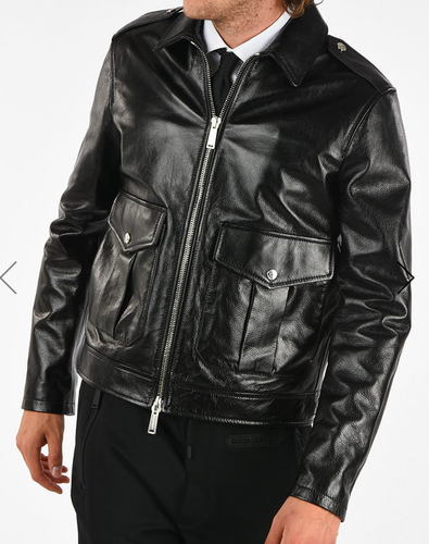 DSQUARED2 BNWT CALF LEATHER JEAN JACKET-BLACK EU50/US40/L (L-) - Picture 5 of 7