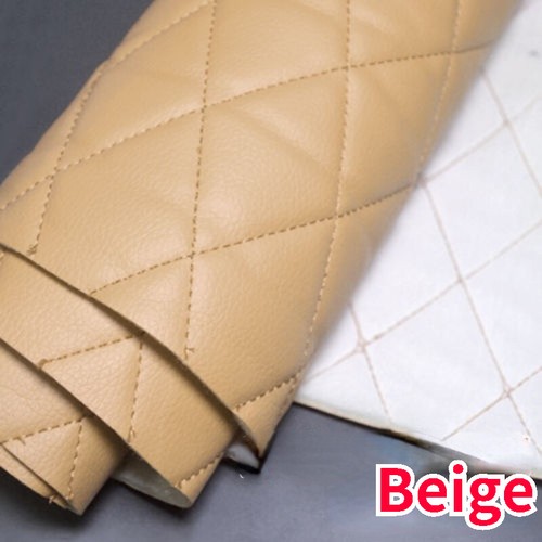 Thick PU Leather Fabric Diamond Check Foam Backing Quilted for Vehicle Interior - Picture 13 of 20