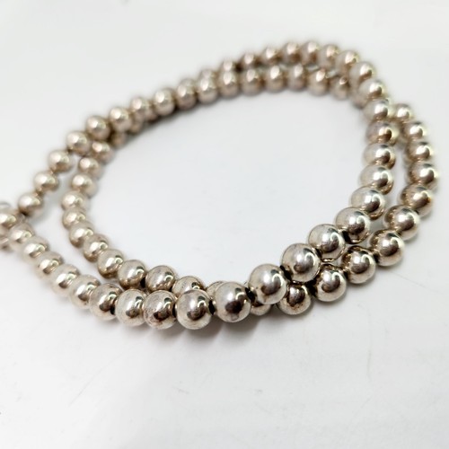 Collana Vintage Argento Sterling Perline Sfera Catena di Perle 925 Gioielli Pregiati 5mm 15,4G - Foto 4 di 8