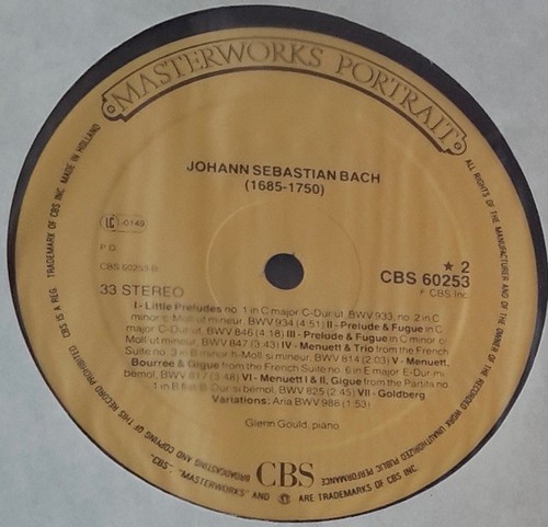 CBS MASTERWORKS CBS 60253 GOULD PLAYS BACH ITALIAN CONCERTO, FUGUES HOLLAND '83 - Picture 3 of 3