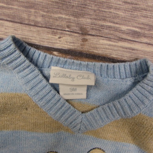 Lullaby Club Size 9 Months Blue Tan Sweater Vest Teddy Bear - Picture 3 of 4