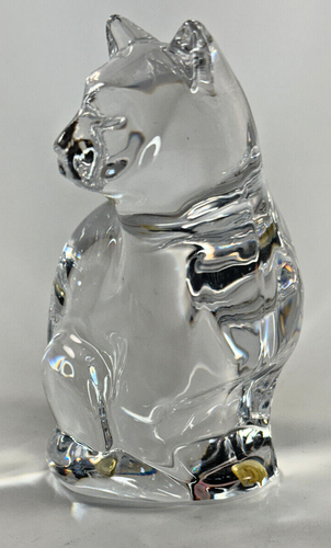 Orrefors Sweden Crystal Cat Figurine 5" & Fenton Crystal Bear Glass Paperweight - Picture 4 of 17