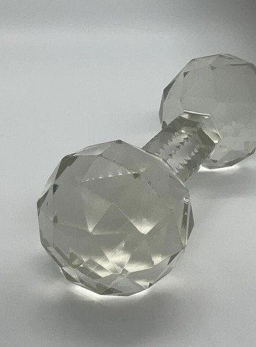 Vintage Glass Dumbbell Elegant Faceted Knife Stand Rest Paperweight - Picture 10 of 17